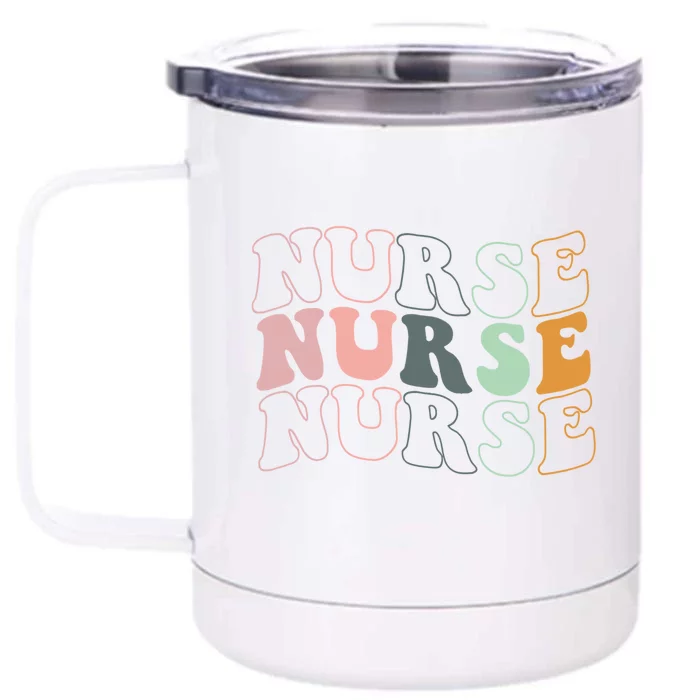 Registered Nurse Christmas Groovy Xmas Gift Front & Back 12oz Stainless Steel Tumbler Cup