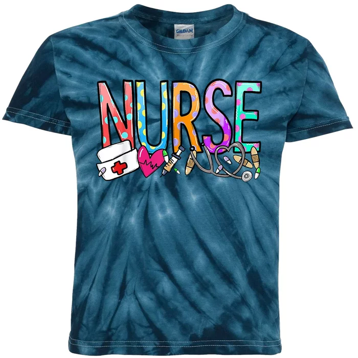 RN Nurse Colorful Gift Kids Tie-Dye T-Shirt