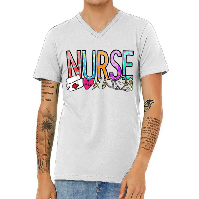 RN Nurse Colorful Gift V-Neck T-Shirt