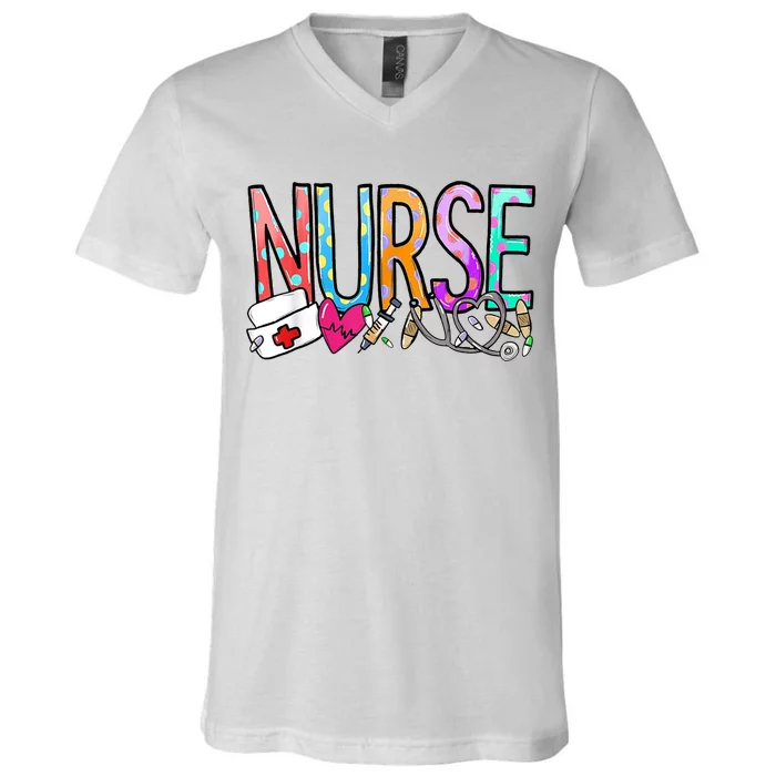 RN Nurse Colorful Gift V-Neck T-Shirt