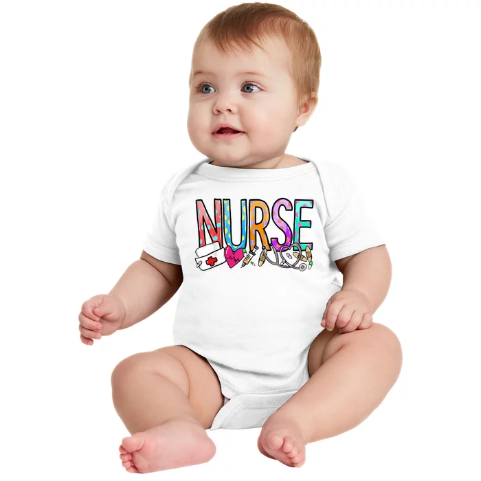 RN Nurse Colorful Gift Baby Bodysuit