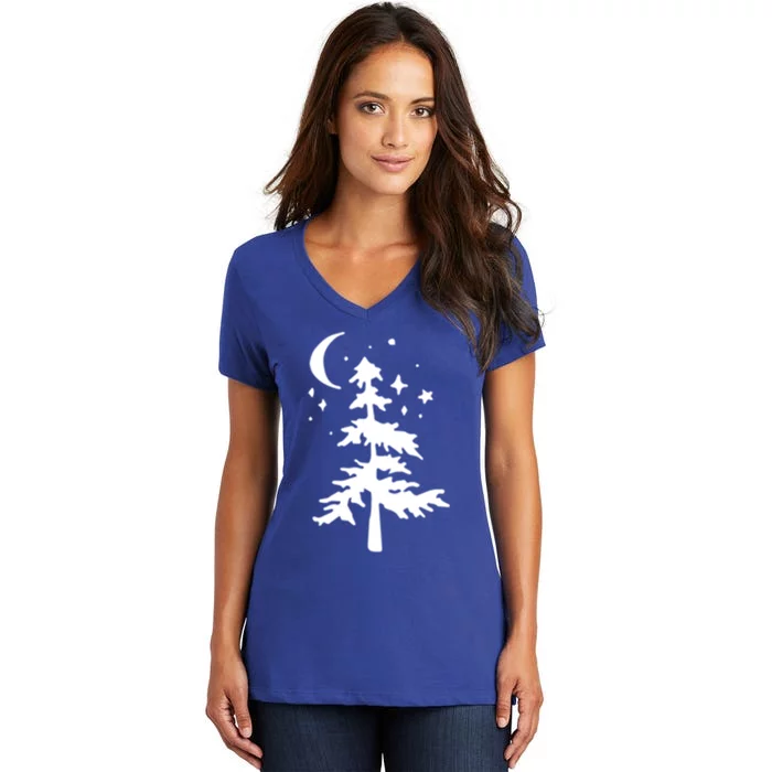 Retro No City Light Just Campfire Nights Camping (2 Sided) Gift Women's V-Neck T-Shirt