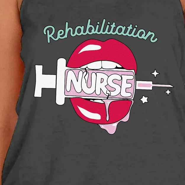 Rehabilitation Nurse Cute Rn Rehab Nursing Hot Lips Nurse Women's Knotted Racerback Tank