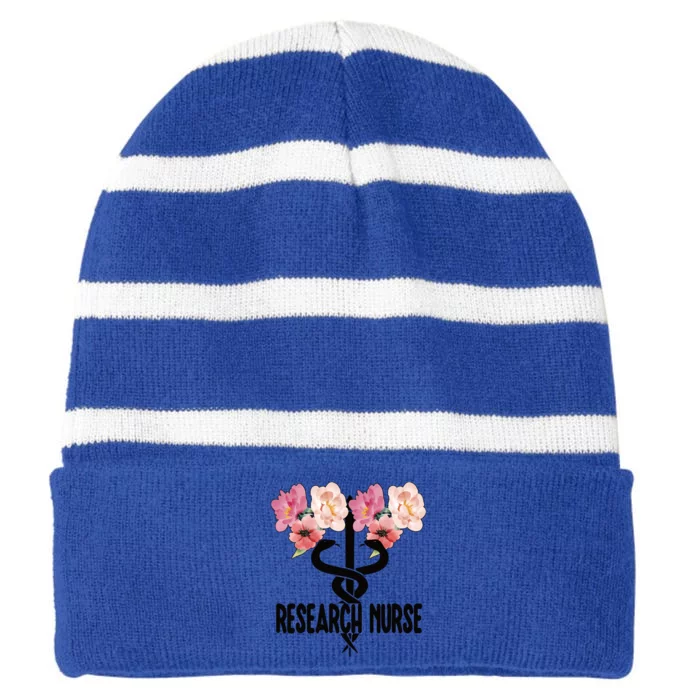 Research Nurse Caduceus Clinical Research Nursing Cool Gift Striped Beanie with Solid Band