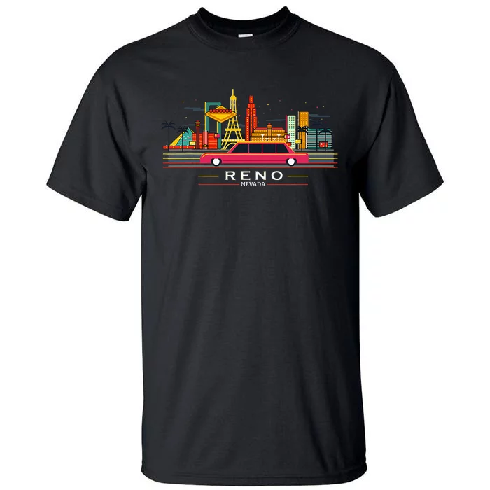 Reno Nevada Cityscape Souvenir Vintage For Reno Nevada Tall T-Shirt