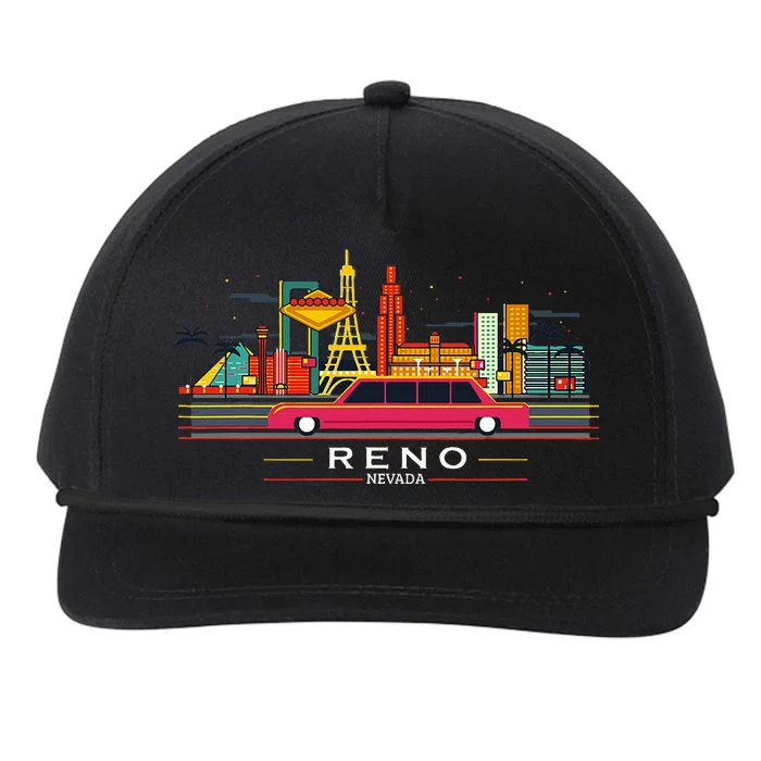 Reno Nevada Cityscape Souvenir Vintage For Reno Nevada Snapback Five-Panel Rope Hat