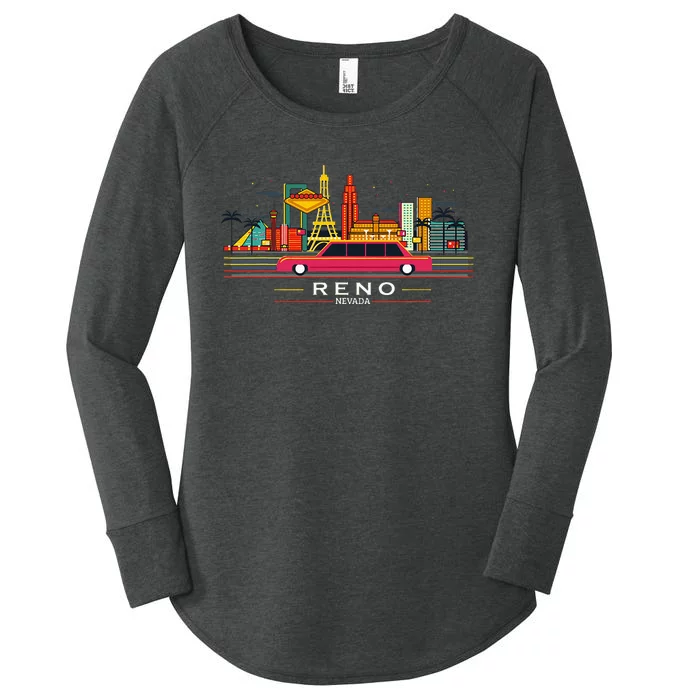 Reno Nevada Cityscape Souvenir Vintage For Reno Nevada Women's Perfect Tri Tunic Long Sleeve Shirt