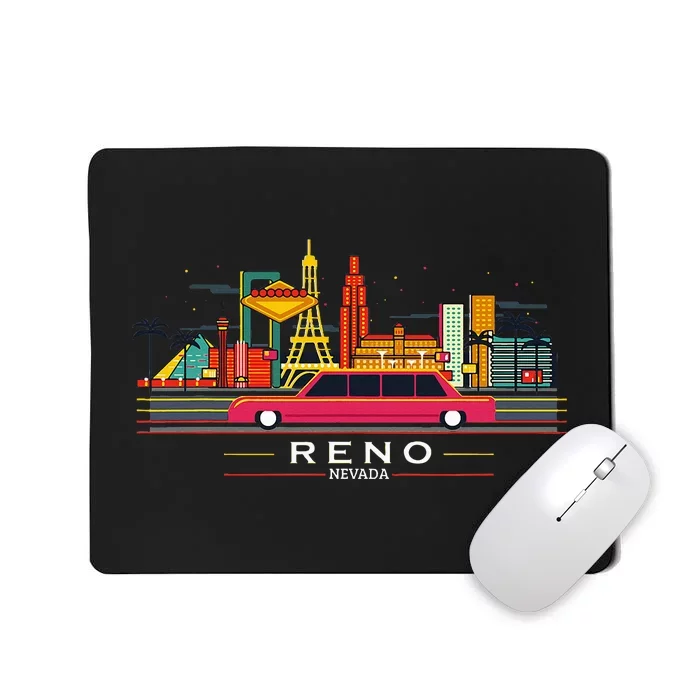 Reno Nevada Cityscape Souvenir Vintage For Reno Nevada Mousepad