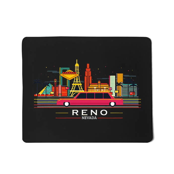 Reno Nevada Cityscape Souvenir Vintage For Reno Nevada Mousepad