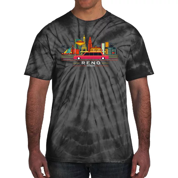 Reno Nevada Cityscape Souvenir Vintage For Reno Nevada Tie-Dye T-Shirt