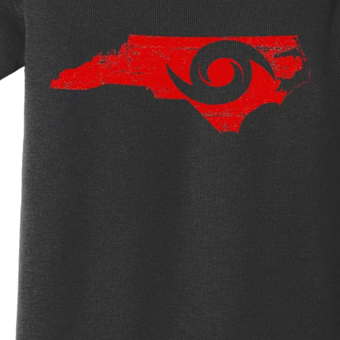 Red North Carolina Eye Of The Hurricane Baby Bodysuit