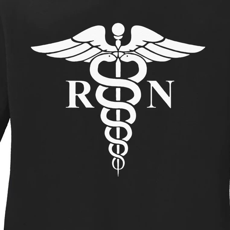 Rn Nurse Caduceus Medical Symbol Nursing Logo Gifts Ladies Long Sleeve Shirt