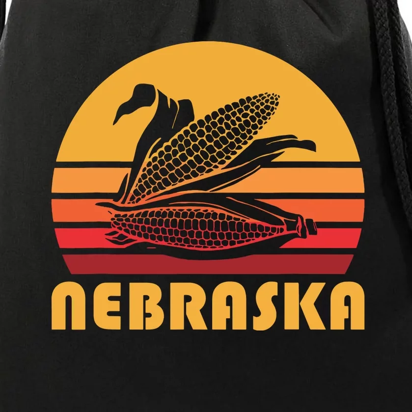 Retro Nebraska Corn Vintage Maize Farming Drawstring Bag