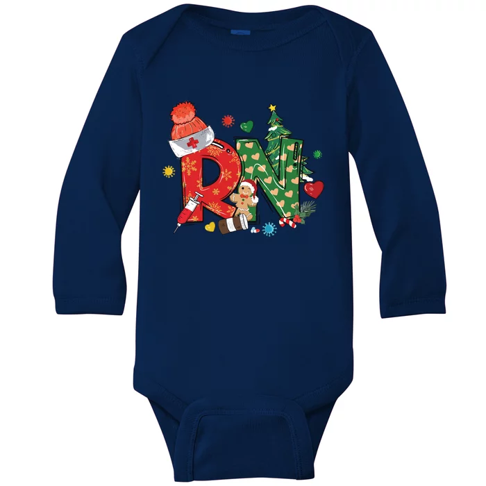 Registered Nurse Christmas Rn Festive Baby Long Sleeve Bodysuit