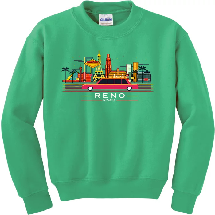 Reno Nevada Cityscape Souvenir Kids Sweatshirt