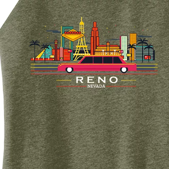 Reno Nevada Cityscape Souvenir Women’s Perfect Tri Rocker Tank