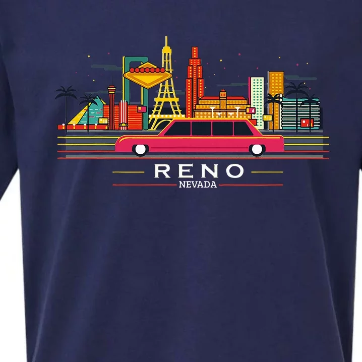 Reno Nevada Cityscape Souvenir Sueded Cloud Jersey T-Shirt