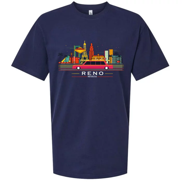 Reno Nevada Cityscape Souvenir Sueded Cloud Jersey T-Shirt