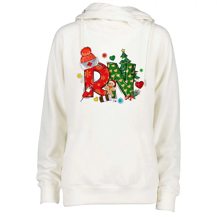 Registered Nurse Christmas Rn Festive Womens Funnel Neck Pullover Hood