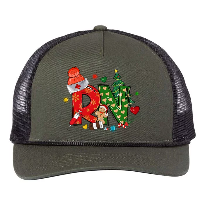 Registered Nurse Christmas Rn Festive Retro Rope Trucker Hat Cap