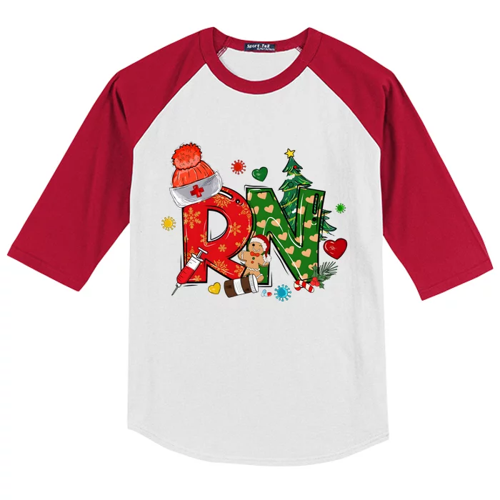 Registered Nurse Christmas Rn Festive Kids Colorblock Raglan Jersey