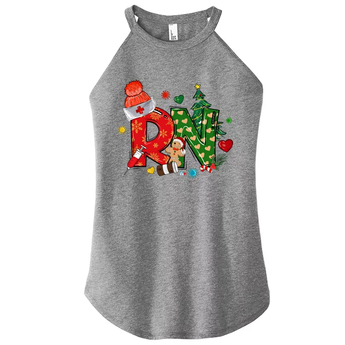 Registered Nurse Christmas Rn Festive Women’s Perfect Tri Rocker Tank