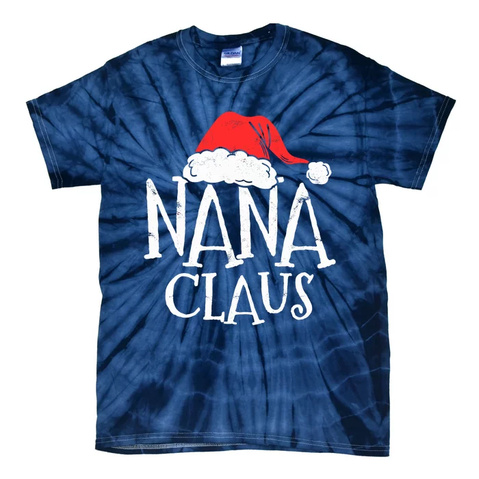 Retro Nana Claus Gift Funny Christmas Santa Costume Grandma Tie-Dye T-Shirt