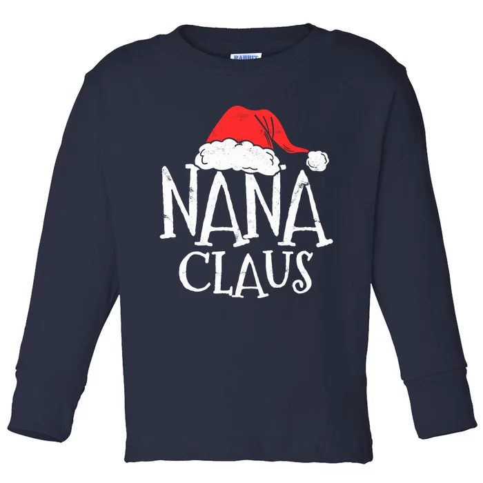 Retro Nana Claus Gift Funny Christmas Santa Costume Grandma Toddler Long Sleeve Shirt