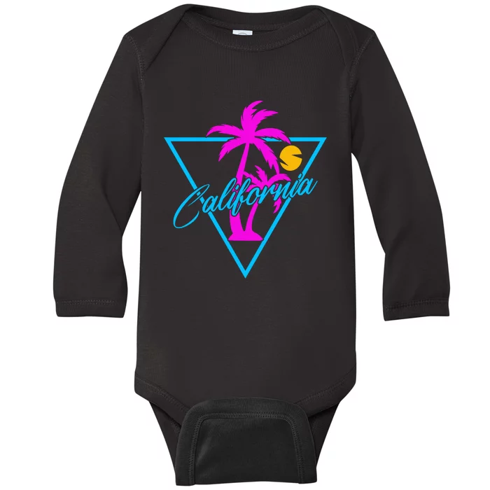 Retro Neon California Graphic Baby Long Sleeve Bodysuit