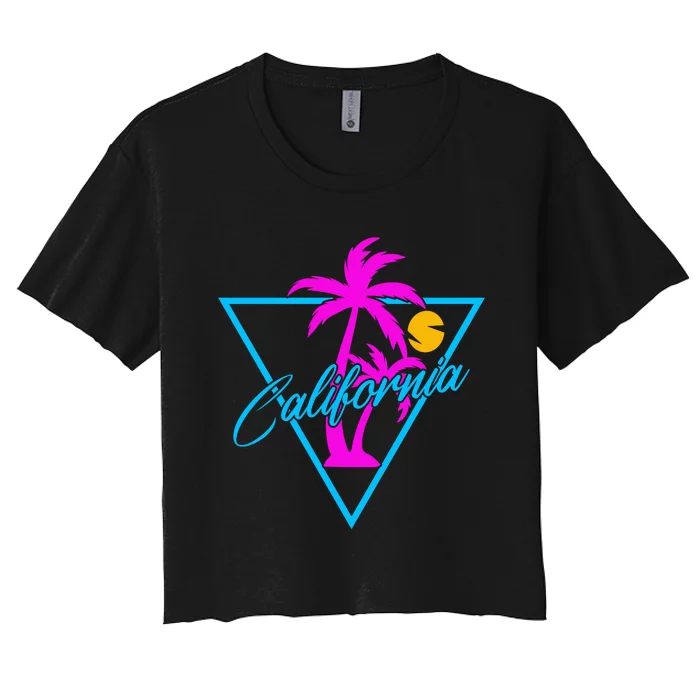 Retro Neon California Graphic Women's Crop Top Tee