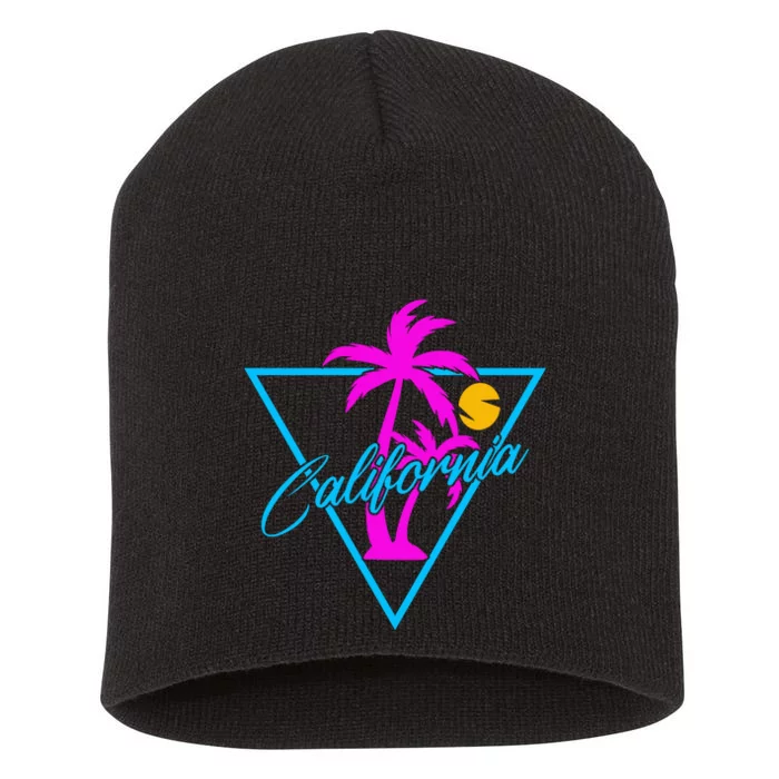 Retro Neon California Graphic Short Acrylic Beanie