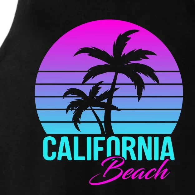 Retro Neon California Beach Graphic Ladies Tri-Blend Wicking Tank