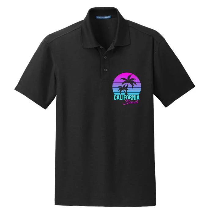 Retro Neon California Beach Graphic Dry Zone Grid Performance Polo