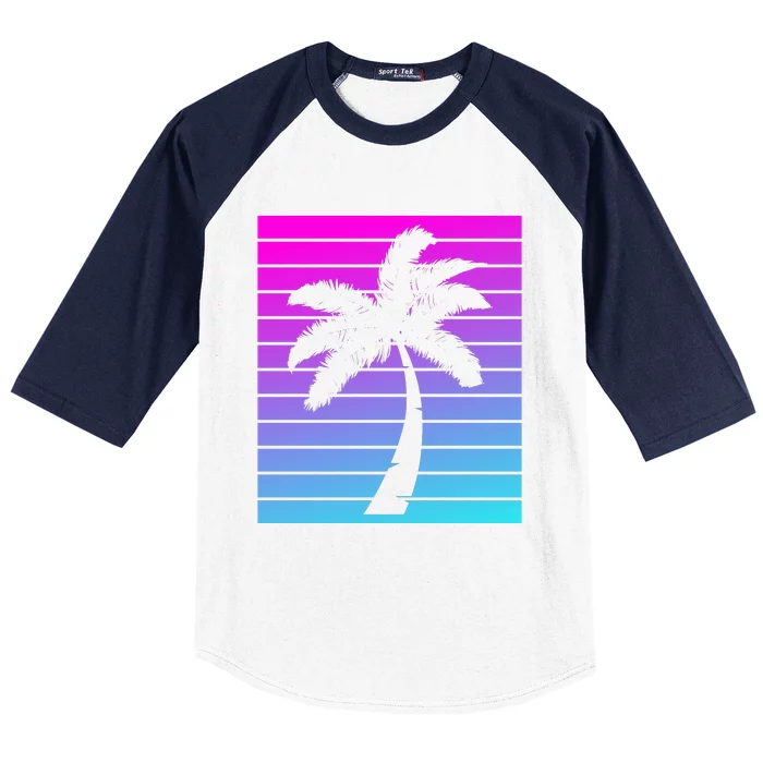 Retro Neon California Palm Baseball Sleeve Shirt