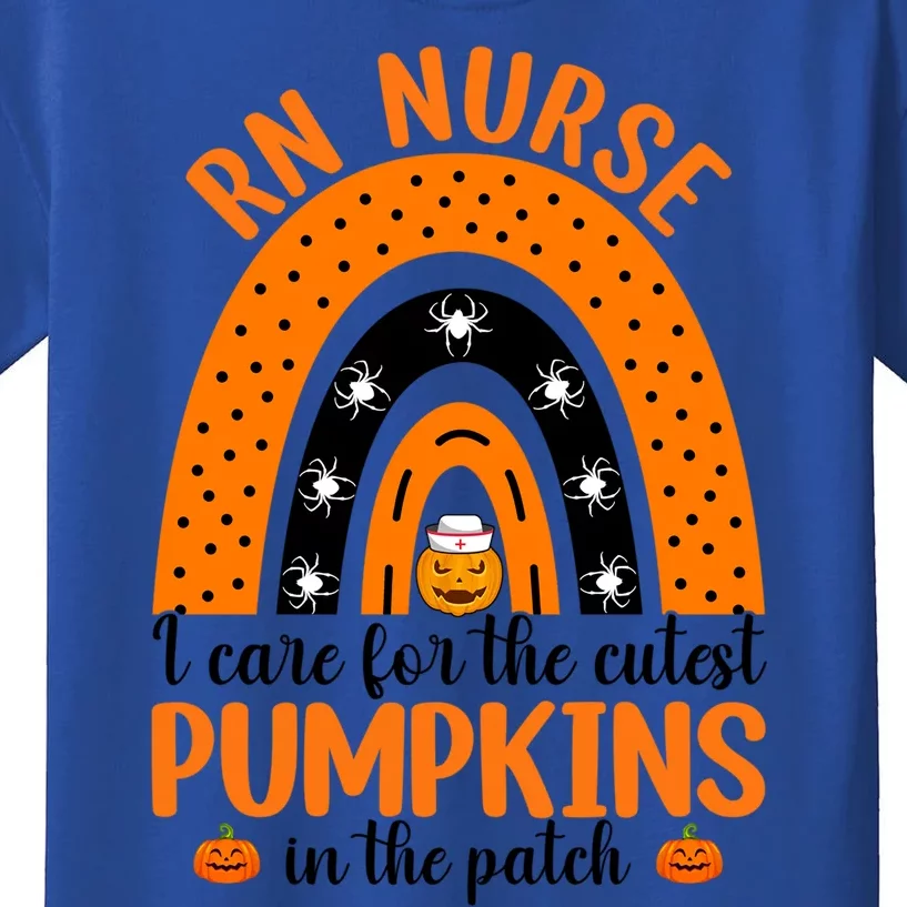 Rn Nurse Cutest Pumpkins Rainbow Halloween Spider Gift Kids T-Shirt