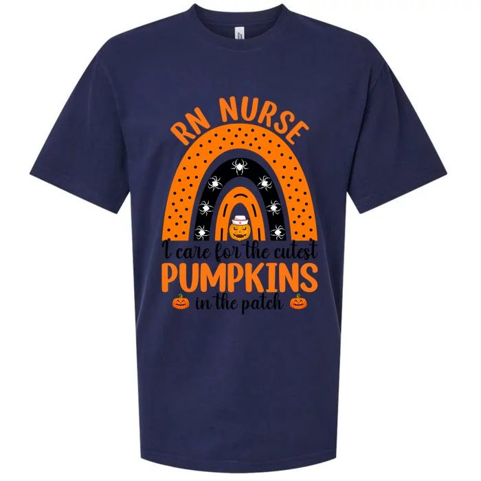 Rn Nurse Cutest Pumpkins Rainbow Halloween Spider Gift Sueded Cloud Jersey T-Shirt