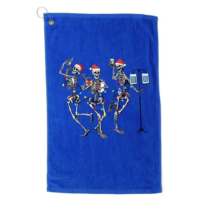 Rn Nurse Dancing Skeleton Santa Hat Funny Nurse Christmas Gift Platinum Collection Golf Towel