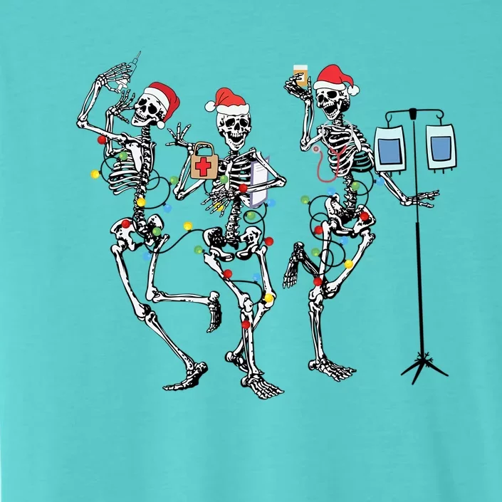 Rn Nurse Dancing Skeleton Santa Hat Funny Nurse Christmas Gift ChromaSoft Performance T-Shirt