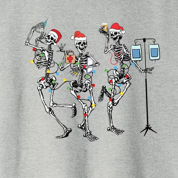 Rn Nurse Dancing Skeleton Santa Hat Funny Nurse Christmas Gift Women's Crop Top Tee