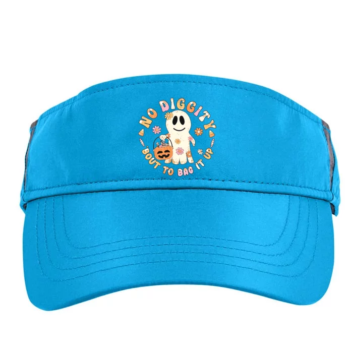 Retro No Diggity Bout To Bag It Up Cute Ghost Halloween Adult Drive Performance Visor