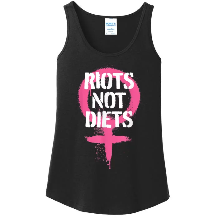 Riots Not Diets Feminist Punk Graphic Ladies Essential Tank