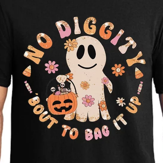 Retro No Diggity Bout To Bag It Up Cute Ghost Halloween Pajama Set