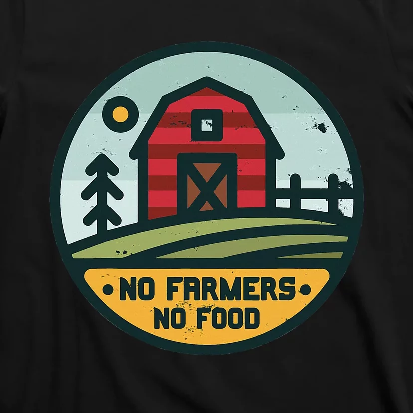 Retro No Farming No Food No Farmers Funny Farm Lovers T-Shirt