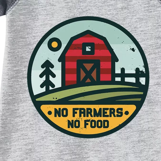 Retro No Farming No Food No Farmers Funny Farm Lovers Infant Baby Jersey Bodysuit