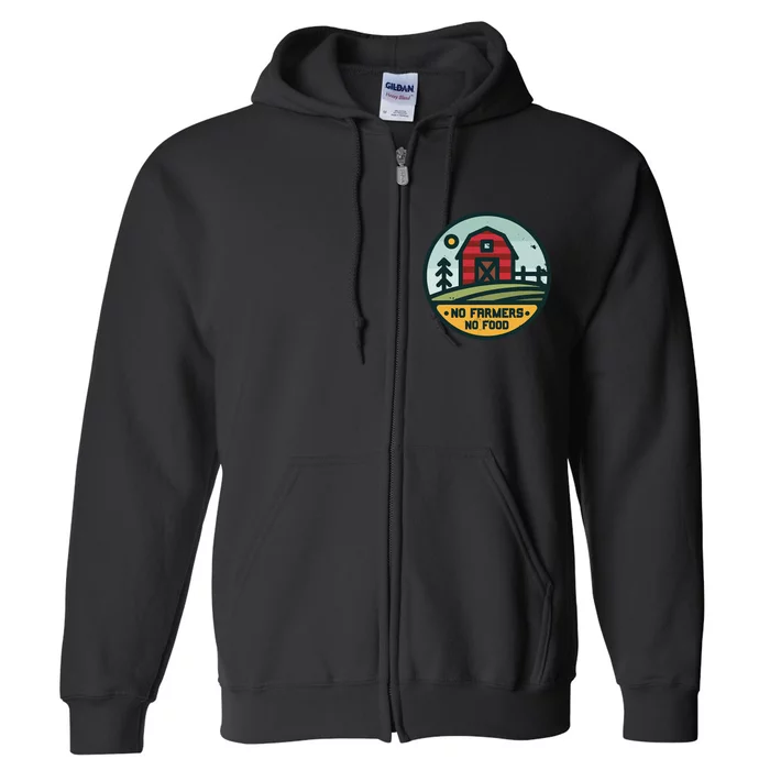 Retro No Farming No Food No Farmers Funny Farm Lovers Full Zip Hoodie