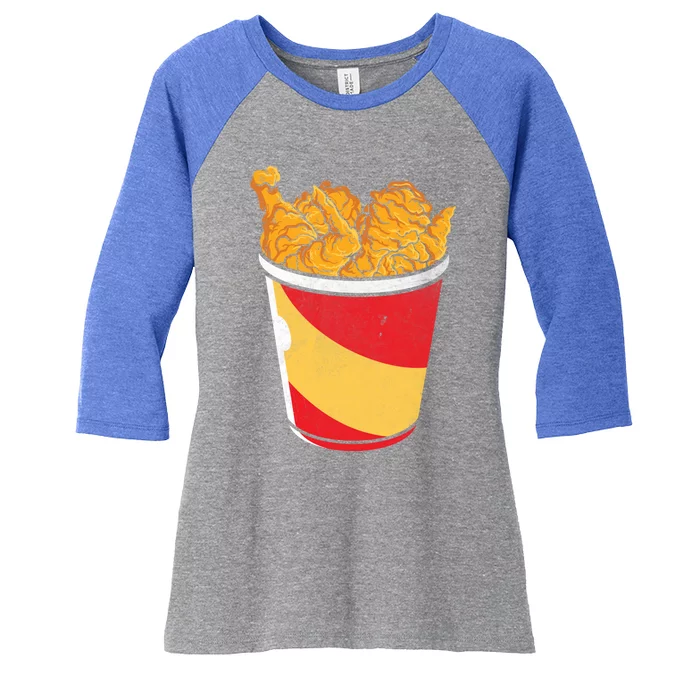 Retro National Fried Chicken Day Funny Fast Food Lover Gift Women's Tri-Blend 3/4-Sleeve Raglan Shirt