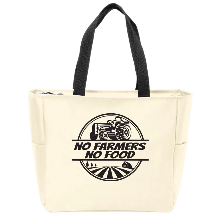 Retro No Farmers No Food Support Local Foods Farmer Zip Tote Bag