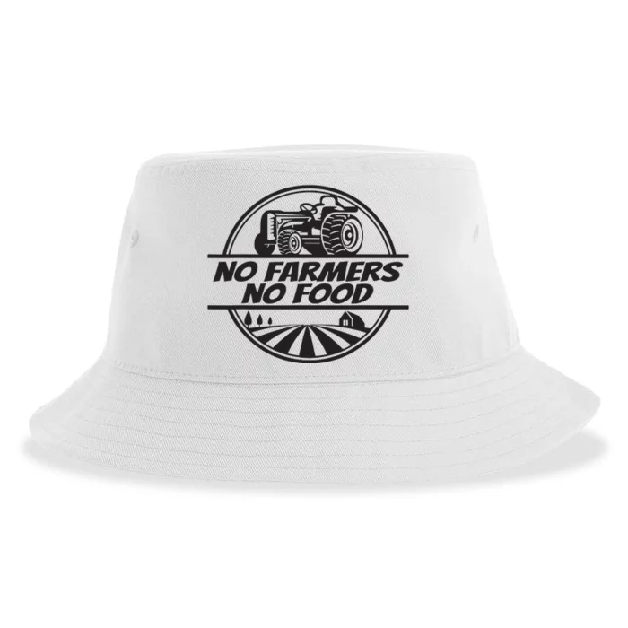 Retro No Farmers No Food Support Local Foods Farmer Sustainable Bucket Hat