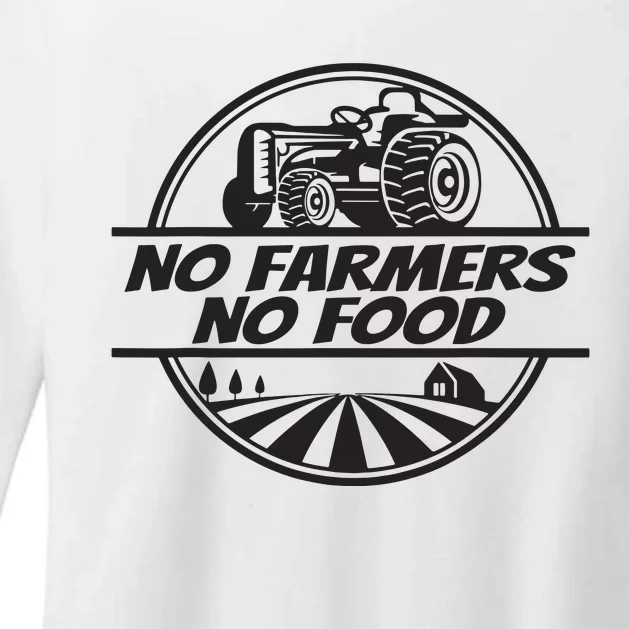 Retro No Farmers No Food Support Local Foods Farmer Womens CVC Long Sleeve Shirt