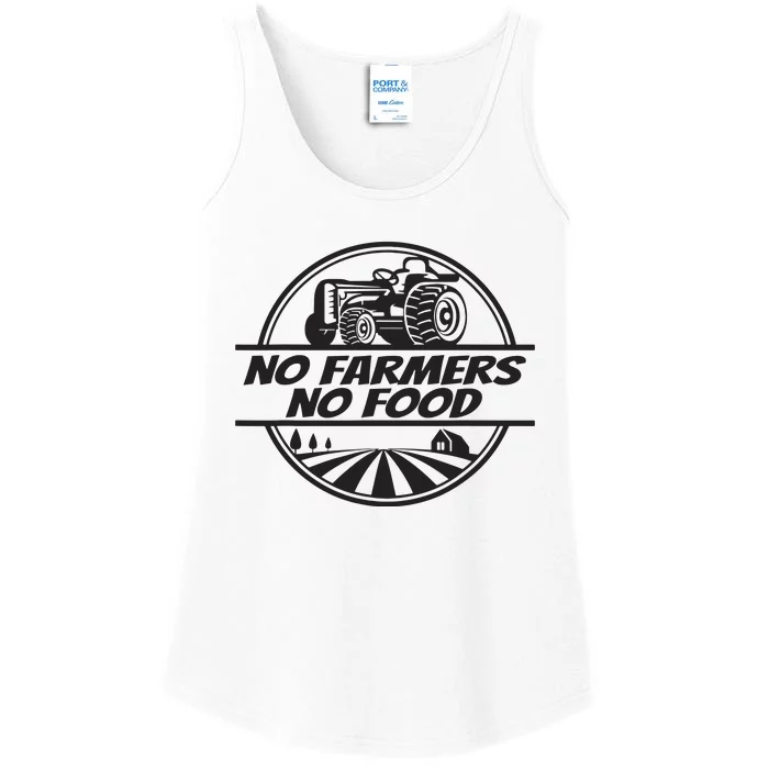 Retro No Farmers No Food Support Local Foods Farmer Ladies Essential Tank